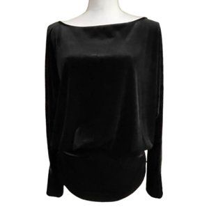 Boston Proper Black Velvet Top with Wide Rouched Band - size M